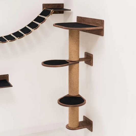 Cat tree tower for wall, Cat scratch tower, Cat climbing post, Play gym for cats, kitten, Cat playground set, Cat wall furniture wooden