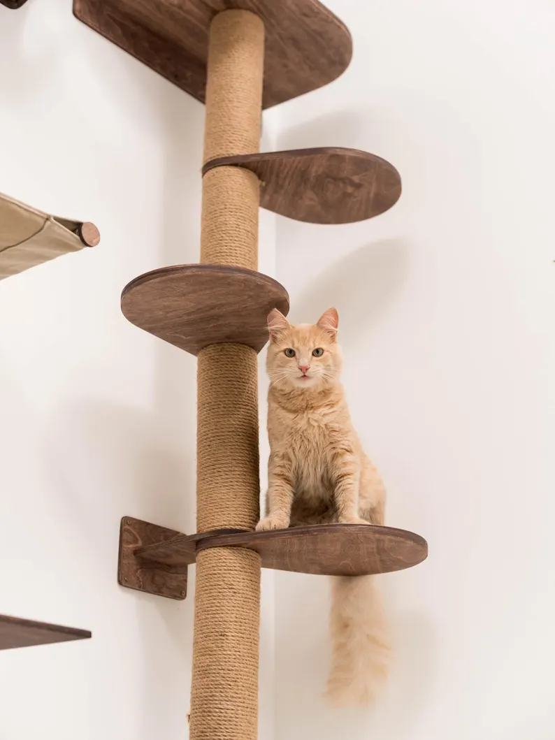 Cat tree tower for wall, Cat scratch tower, Cat climbing post, Play gym for cats, kitten, Cat playground set, Cat wall furniture wooden