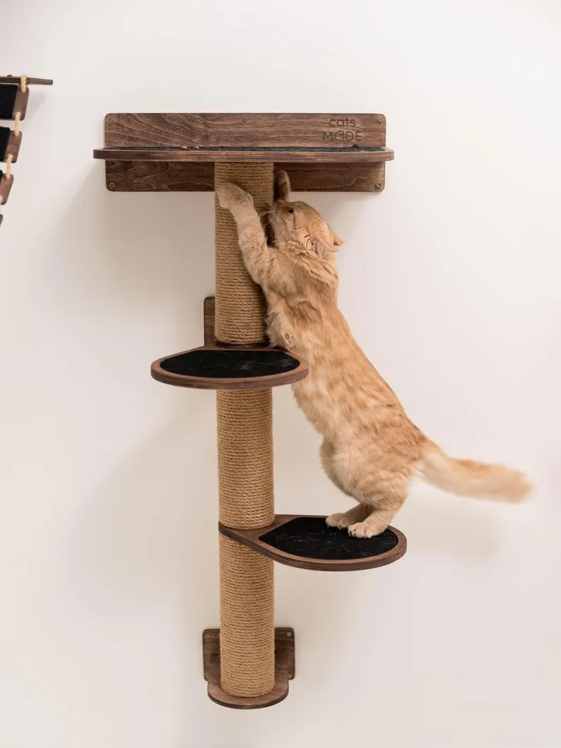 Cat tree tower for wall, Cat scratch tower, Cat climbing post, Play gym for cats, kitten, Cat playground set, Cat wall furniture wooden